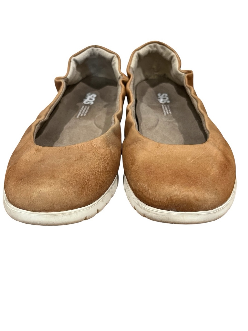 SAS Cognac Brown Leather Slip-On Ballet Flats size 9